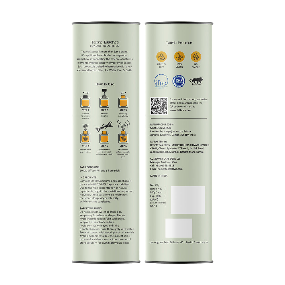 Tattvic Essence Reed Diffuser Set – Lemongrass