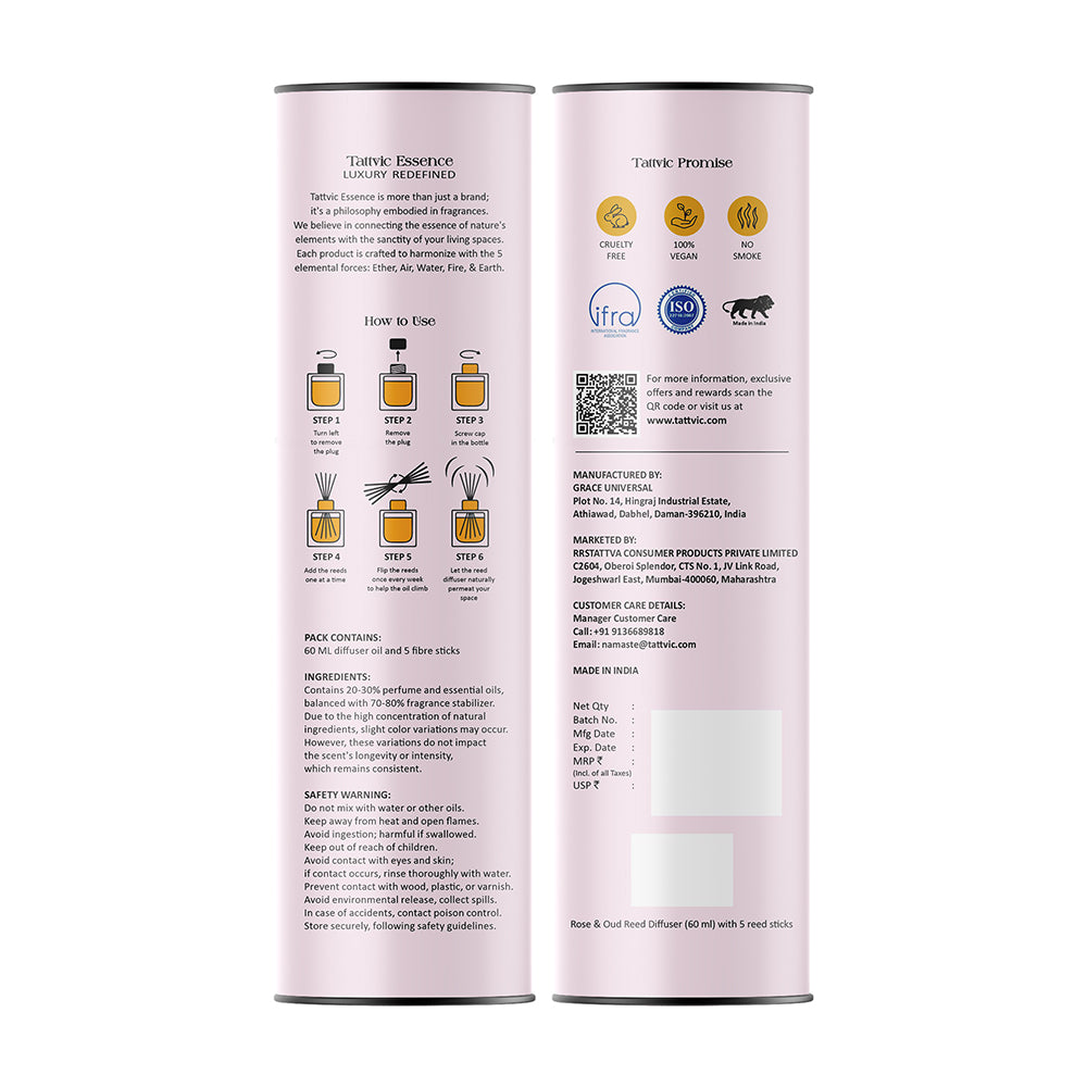 Tattvic Essence Reed Diffuser Set – Rose & Oud